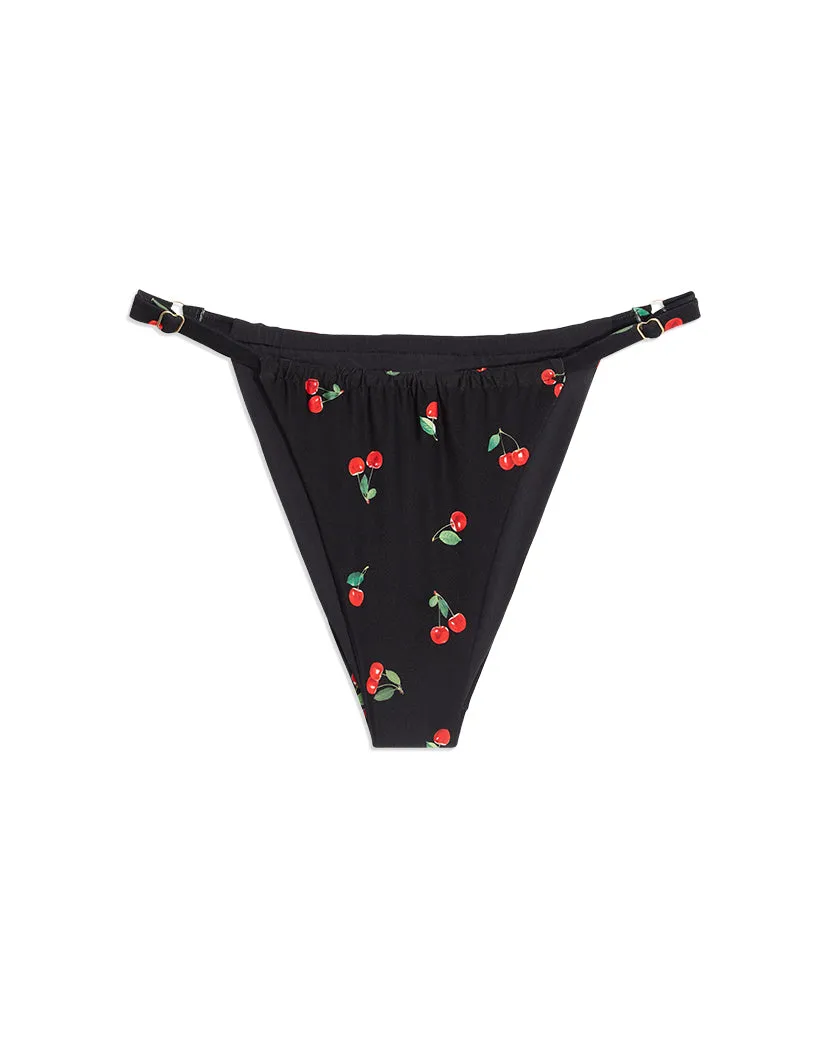 Adjustable Ruched Cherries Bikini Bottom