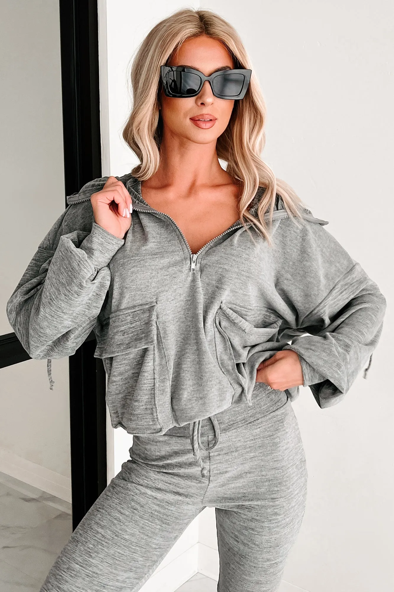 Always A Step Ahead Two Piece Hoodie Lounge Set (Grey)