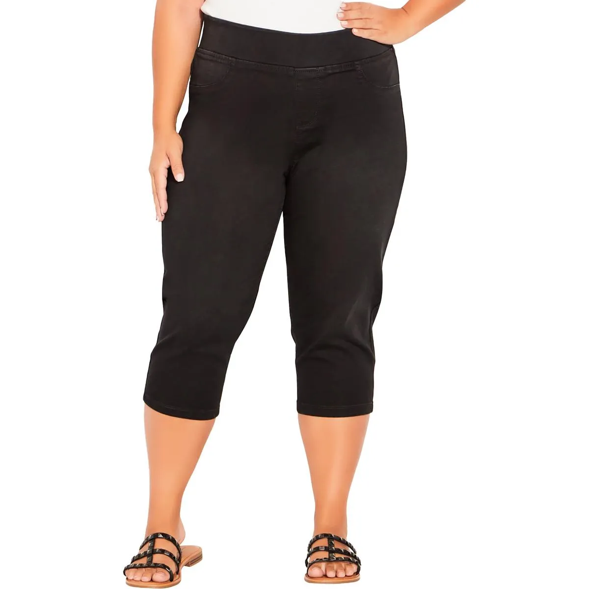 Avenue Womens Plus Stretch Denim Cropped Jeans