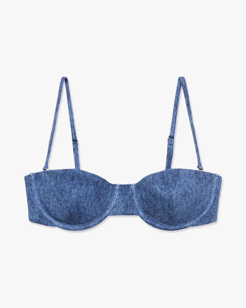 Balconette Denim Bikini Top