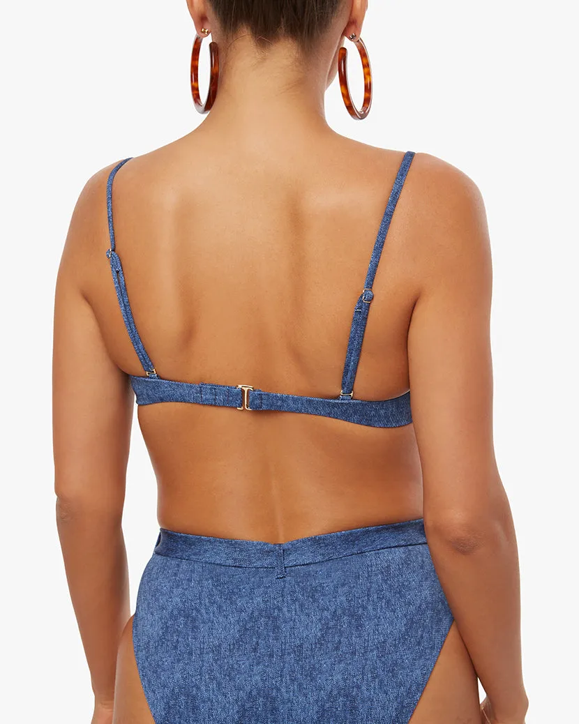 Balconette Denim Bikini Top