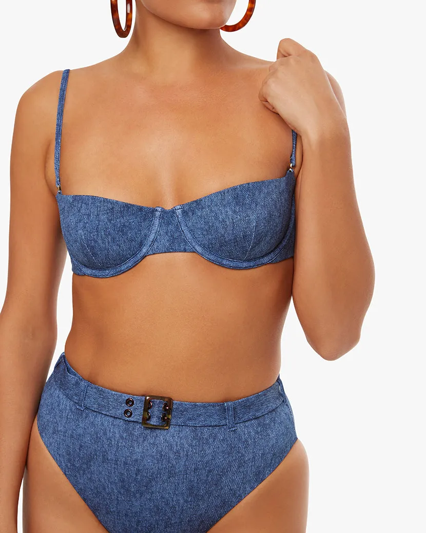 Balconette Denim Bikini Top