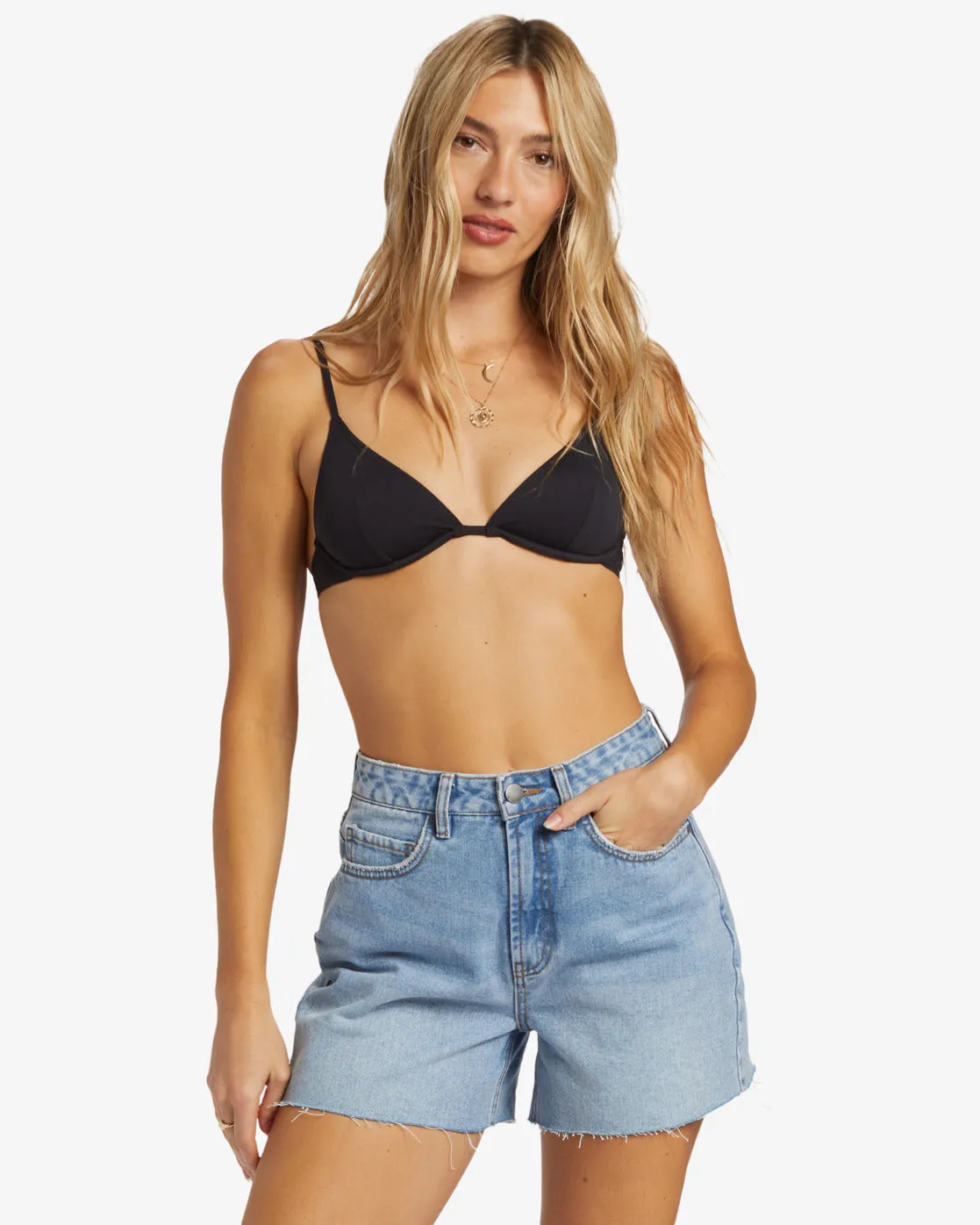 Billabong Riley Denim Shorts-Faded Indigo Fray