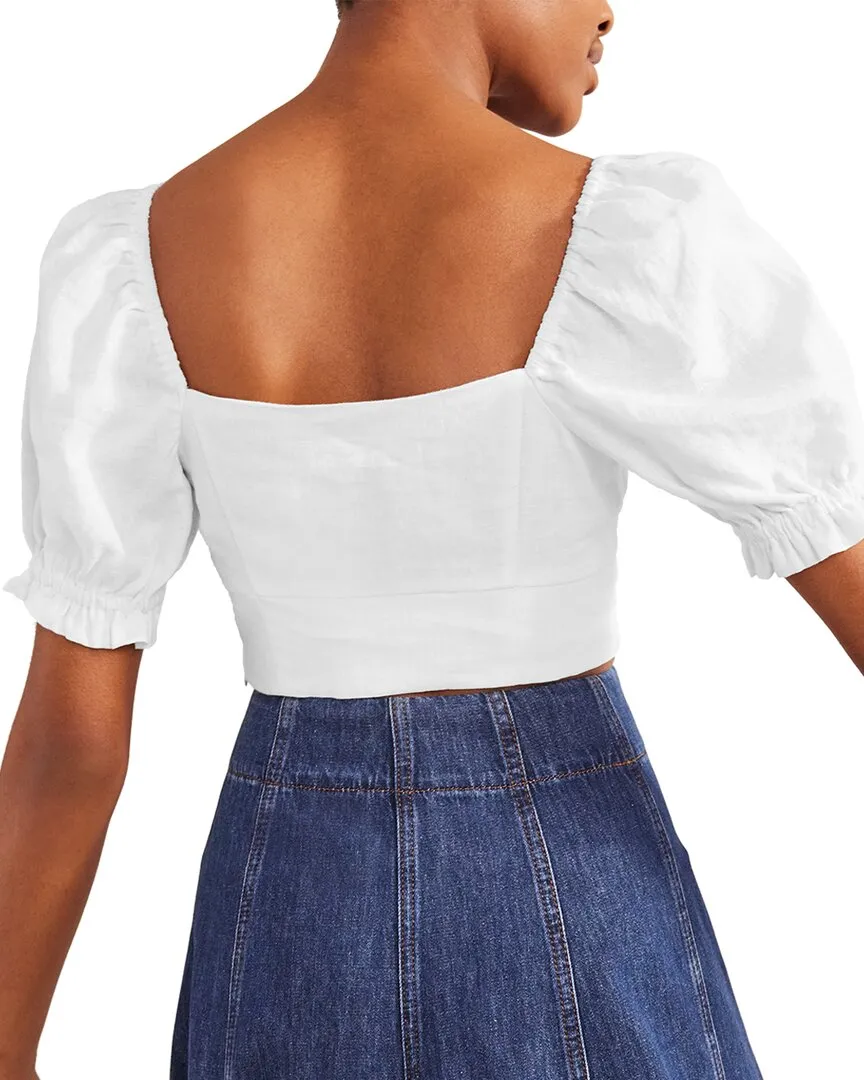 Boden Sweetheart Linen Cropped Top