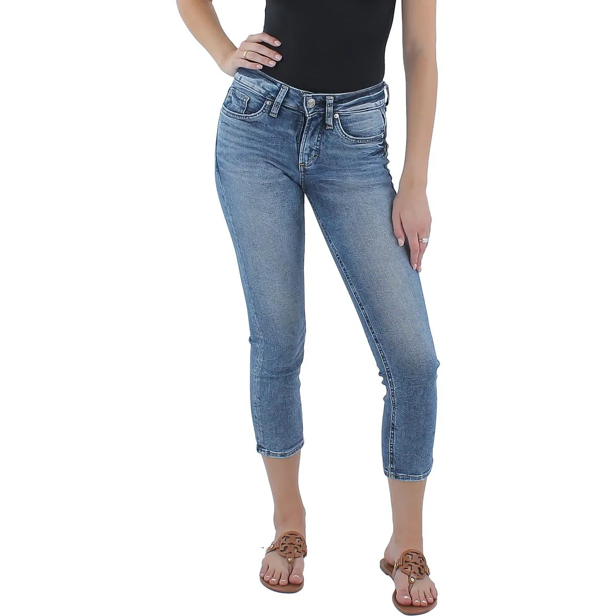 Britt Womens Low Rise Curvy Fit Capri Jeans