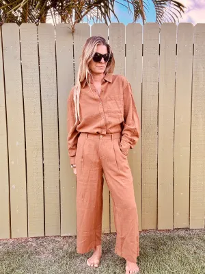 CARVE DESIGNS Suki Linen Pant - Rum Chambray