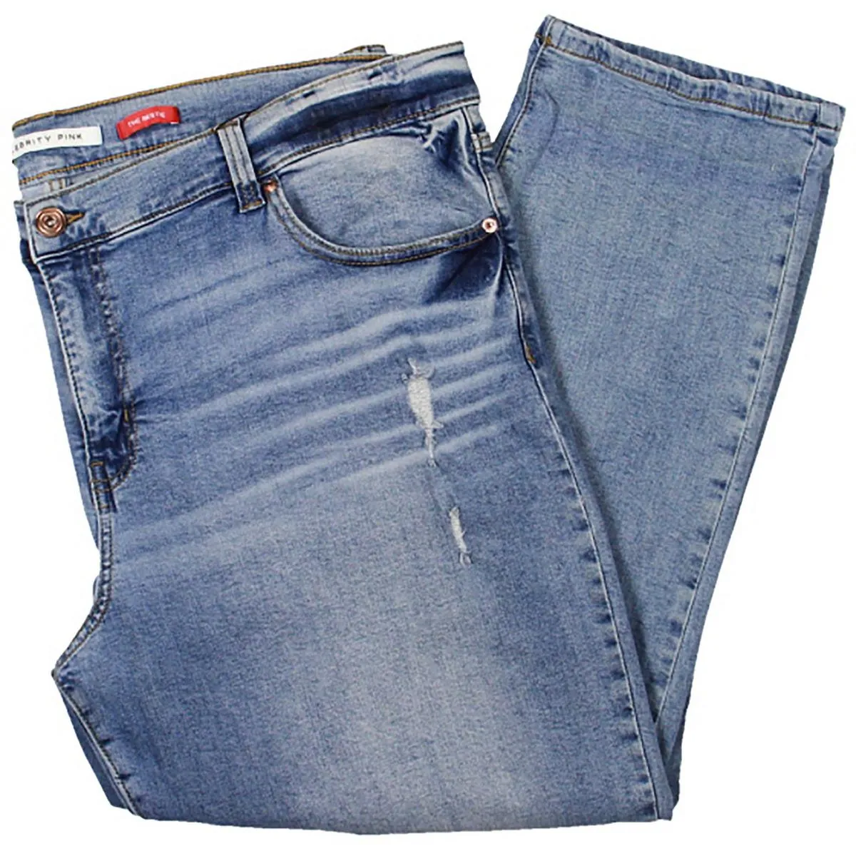 Celebrity Pink Womens Plus Bestie Destroyed Denim Straight Leg Jeans