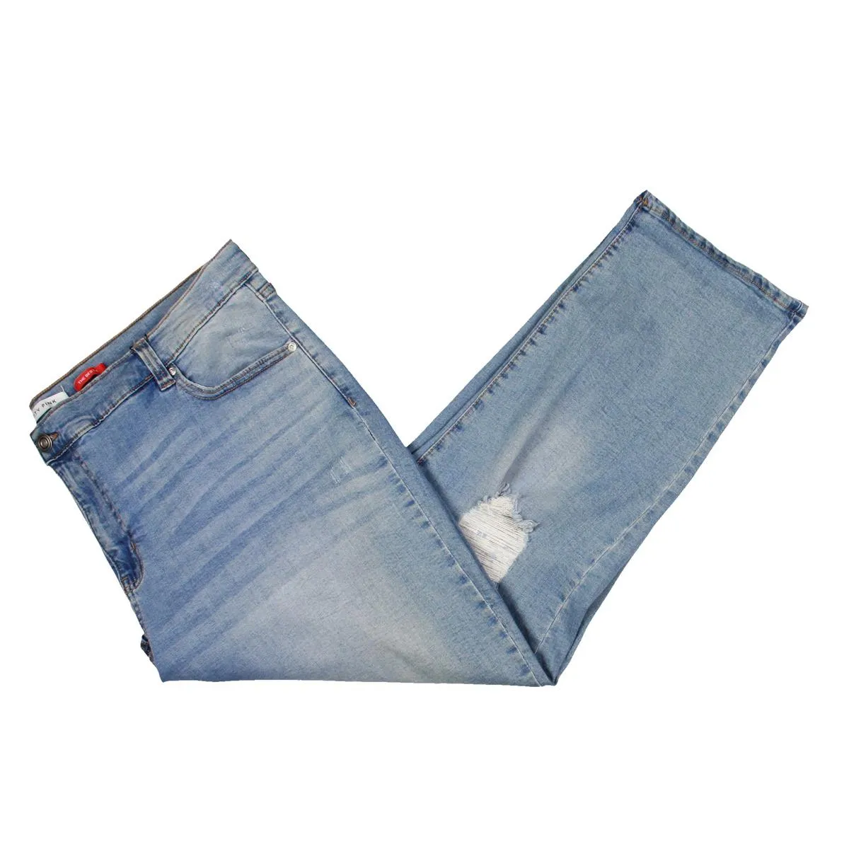 Celebrity Pink Womens Plus Bestie Destroyed Denim Straight Leg Jeans