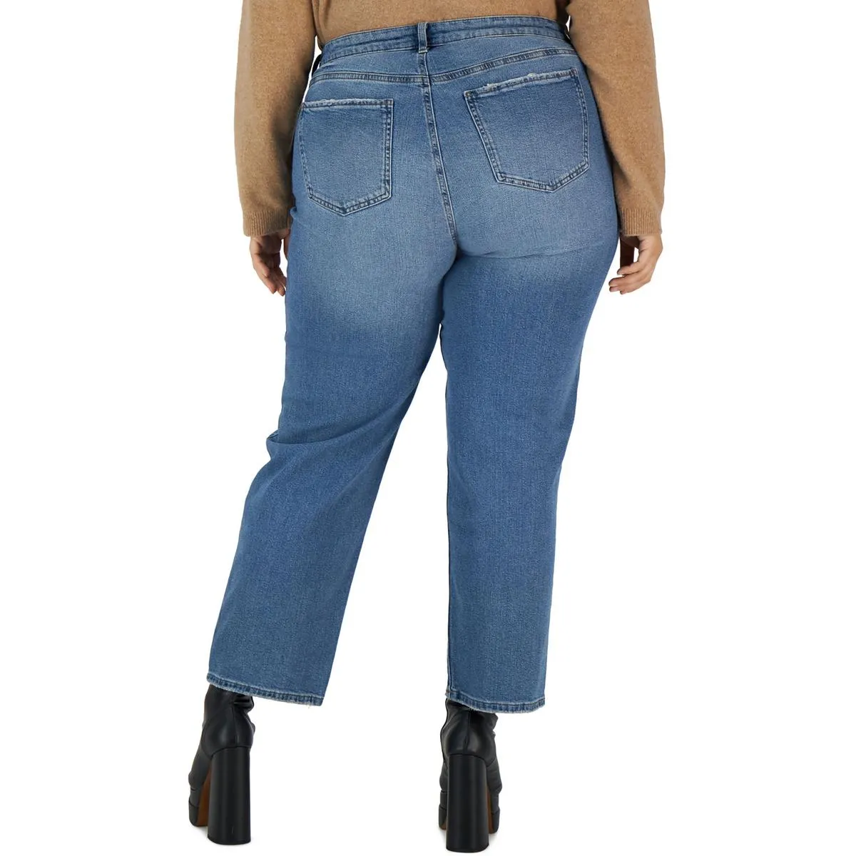 Celebrity Pink Womens The Retro Hi-Rise Relaxed Straight Leg Jeans