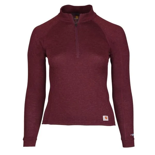 Clothing_Carhartt_Underwear Women's Force Heavyweight Synthetic-Wool Blend Base Layer Quarter-Zip Top