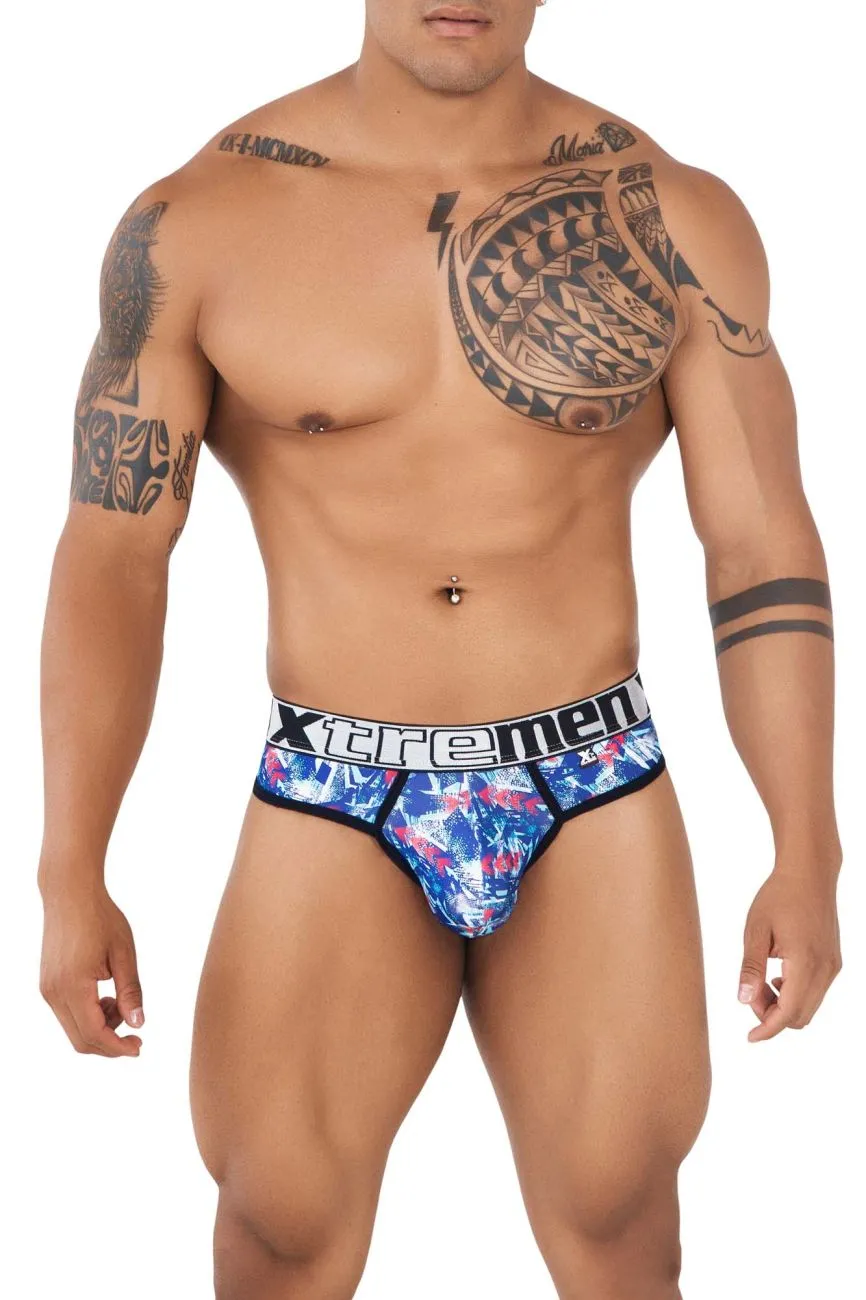 Clothing_Xtremen_Underwear Xtremen 91131 Printed Thongs Color Royal