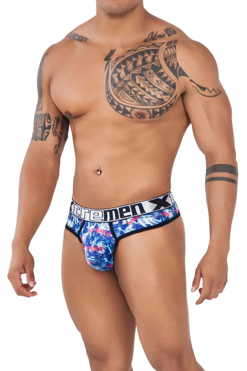 Clothing_Xtremen_Underwear Xtremen 91131 Printed Thongs Color Royal