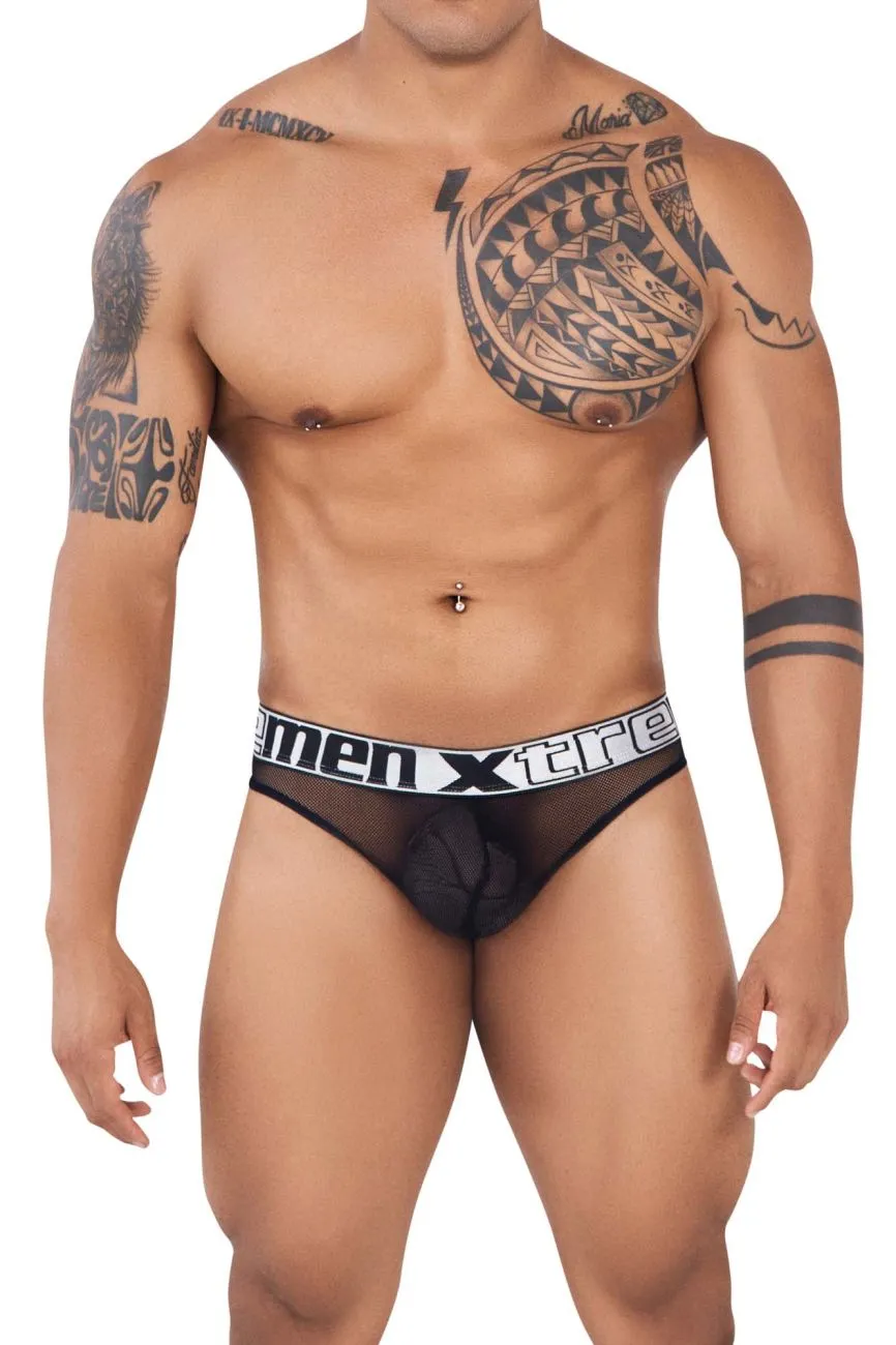 Clothing_Xtremen_Underwear Xtremen 91137 Mesh Thongs Color Black