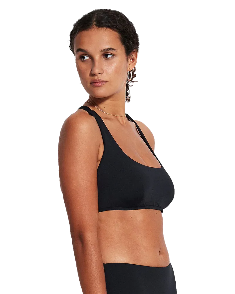 Collective DD Scoop Neck Halter Bikini Top in Black