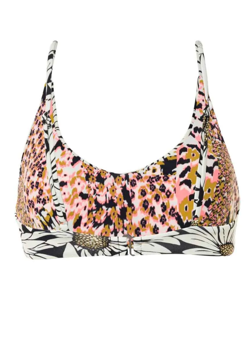 Daisy Floral Blush Sporty Bralette Bikini Top