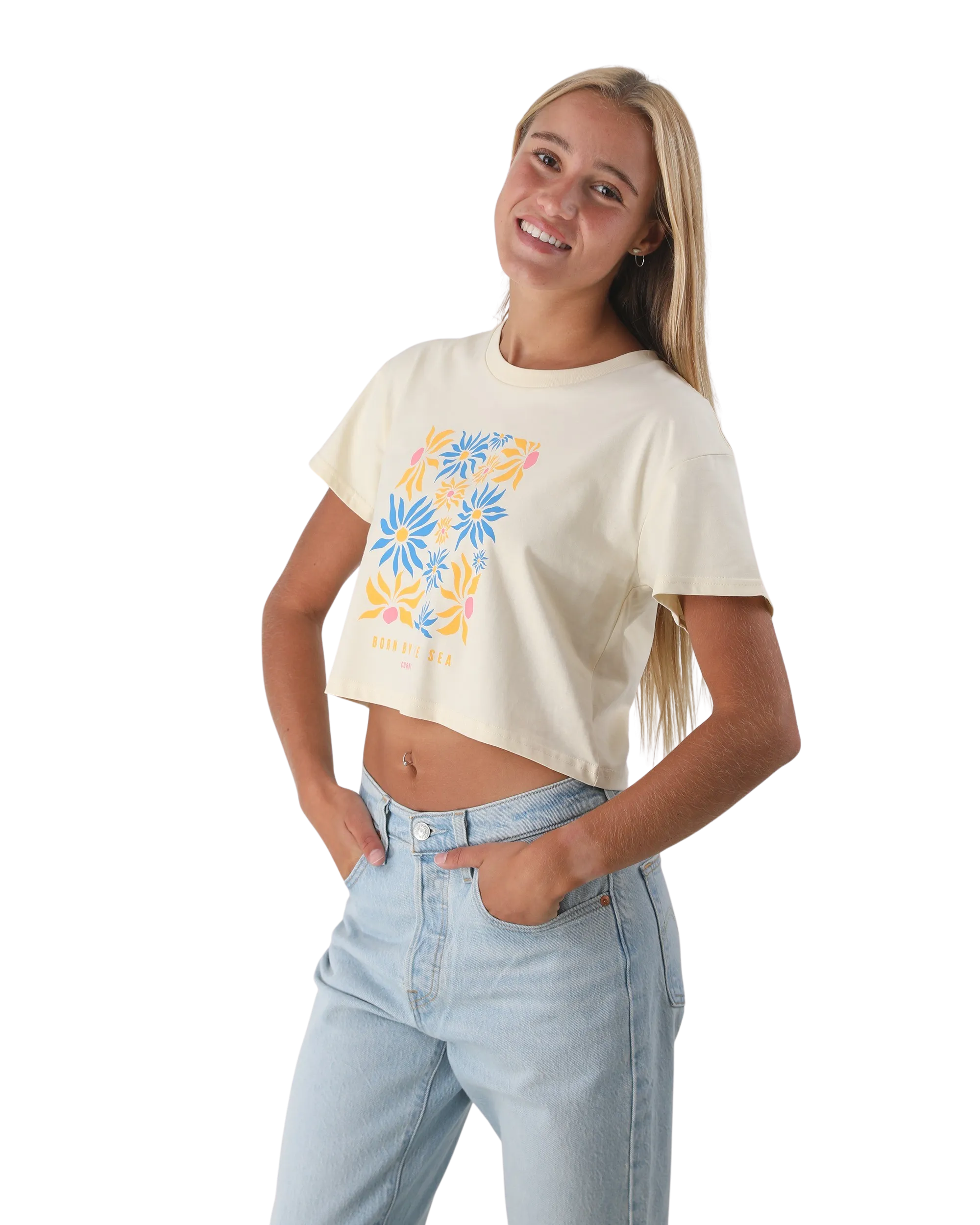 Flower Market Crop T-Shirt in Butter