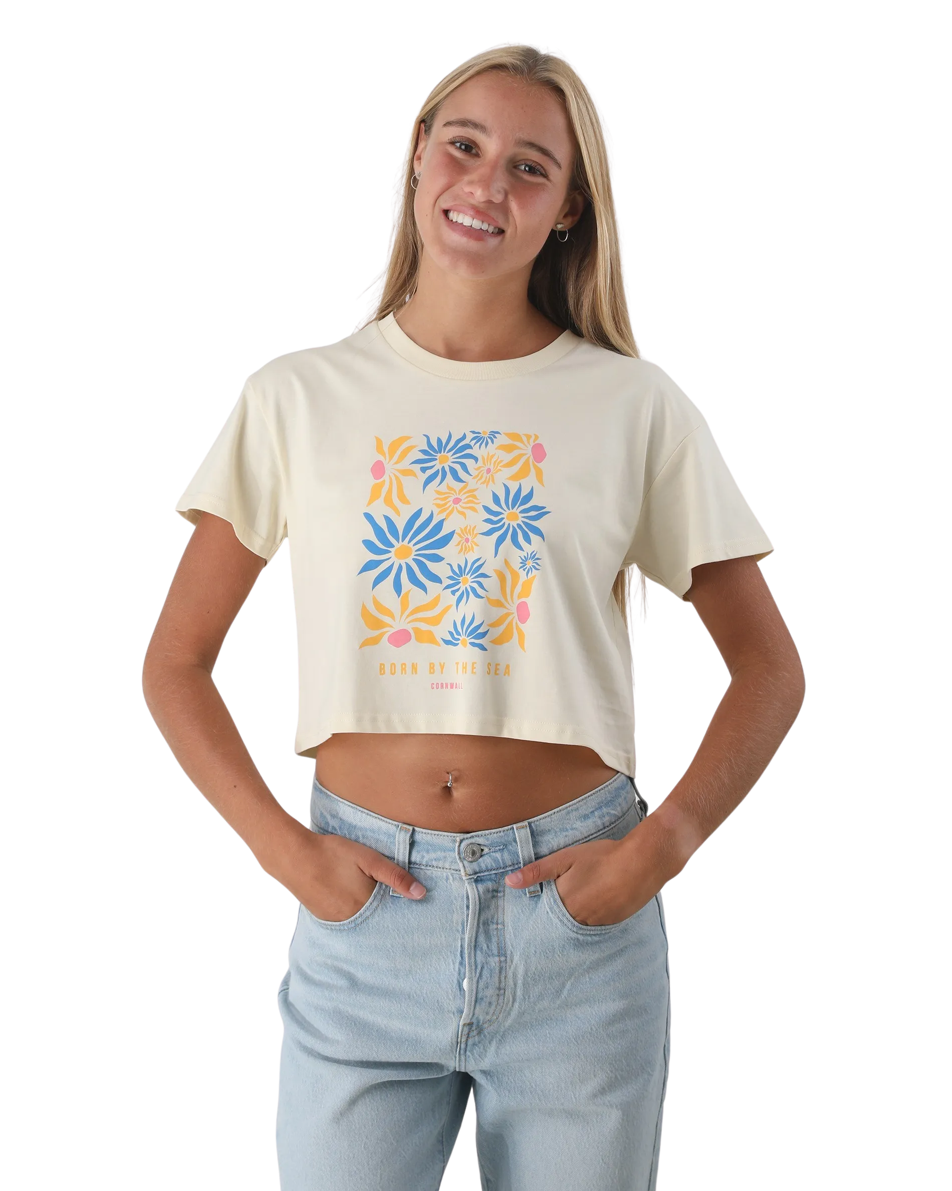 Flower Market Crop T-Shirt in Butter