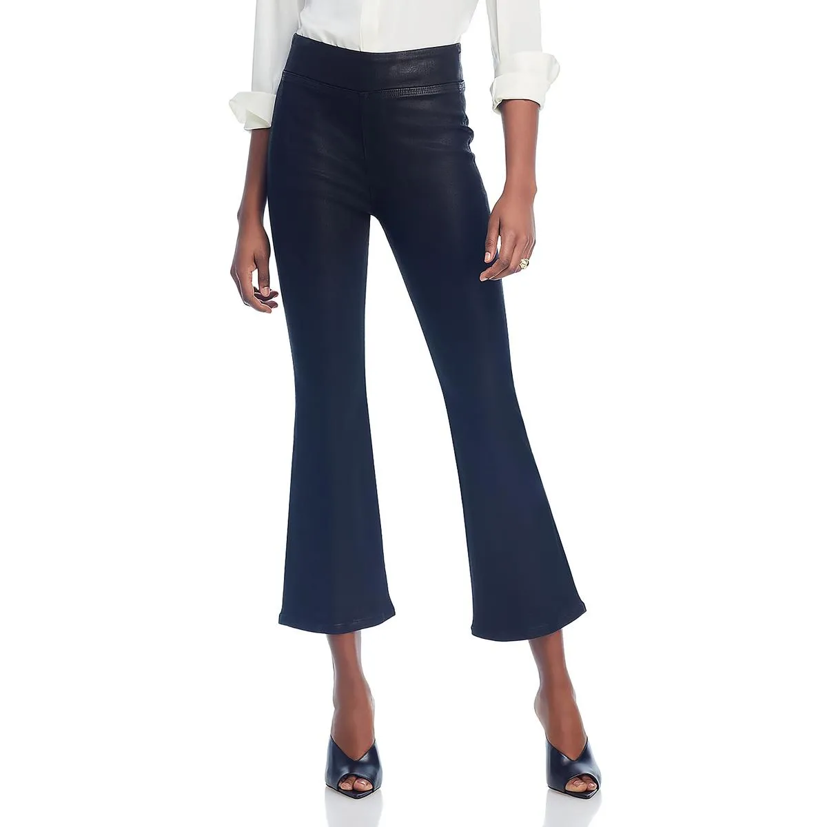 FRAME Womens Jet Set Coated Denim Bootcut Jeans