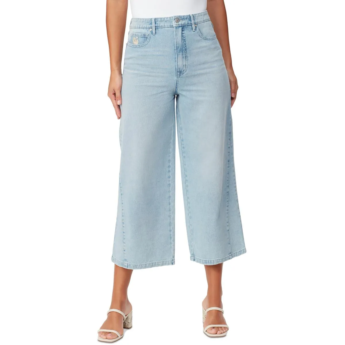 Gloria Vanderbilt Womens Rori Crop High Rise Wide Leg Jeans