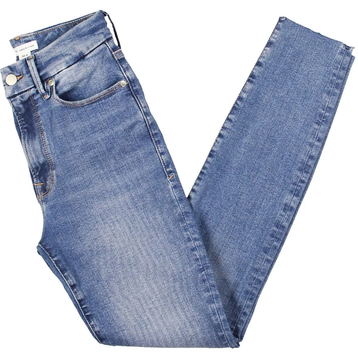 Good American Womens Low Rise Medium Wash Skinny Jeans