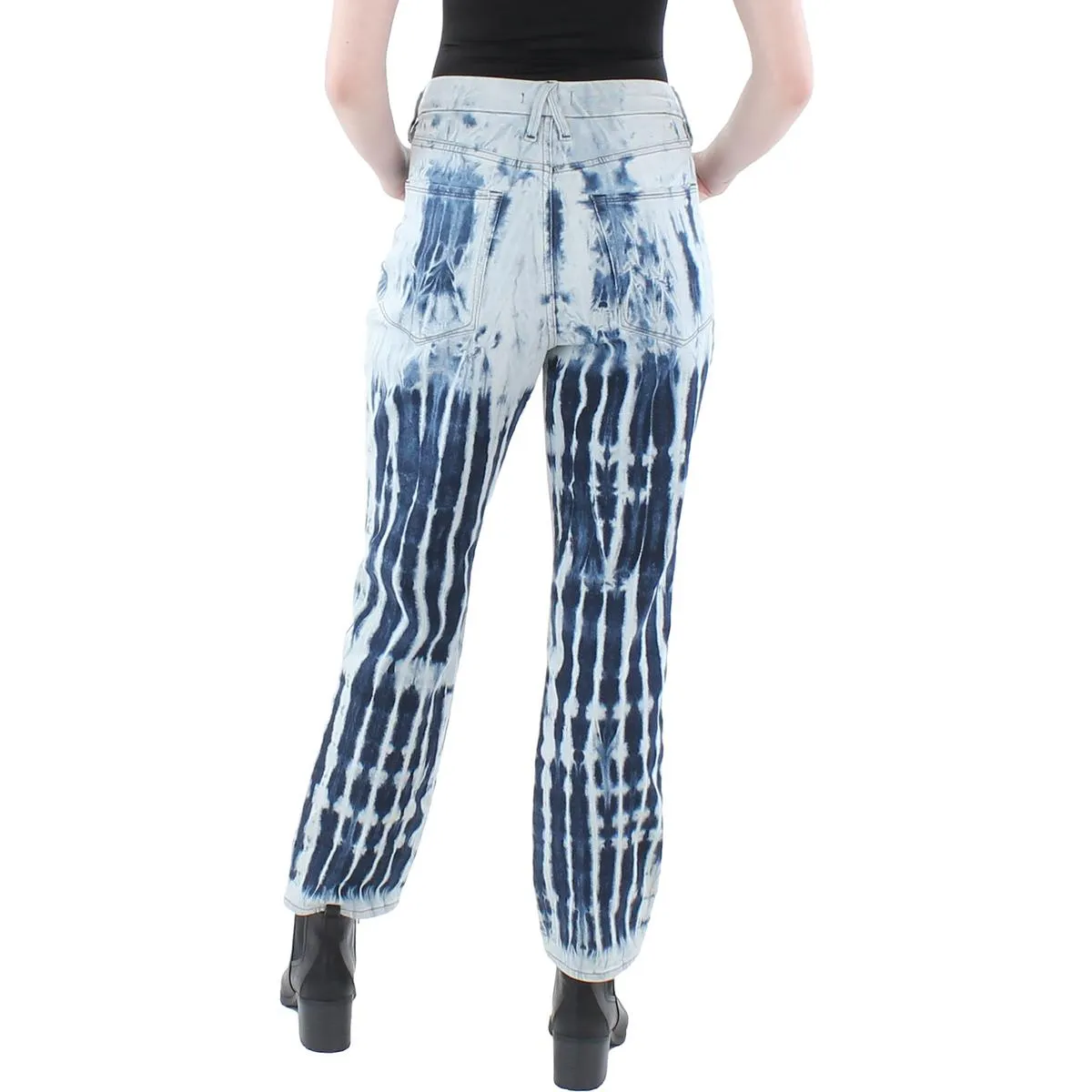 Good American Womens Vintage Shibori  Tie-Dye Stretch Straight Leg Jeans