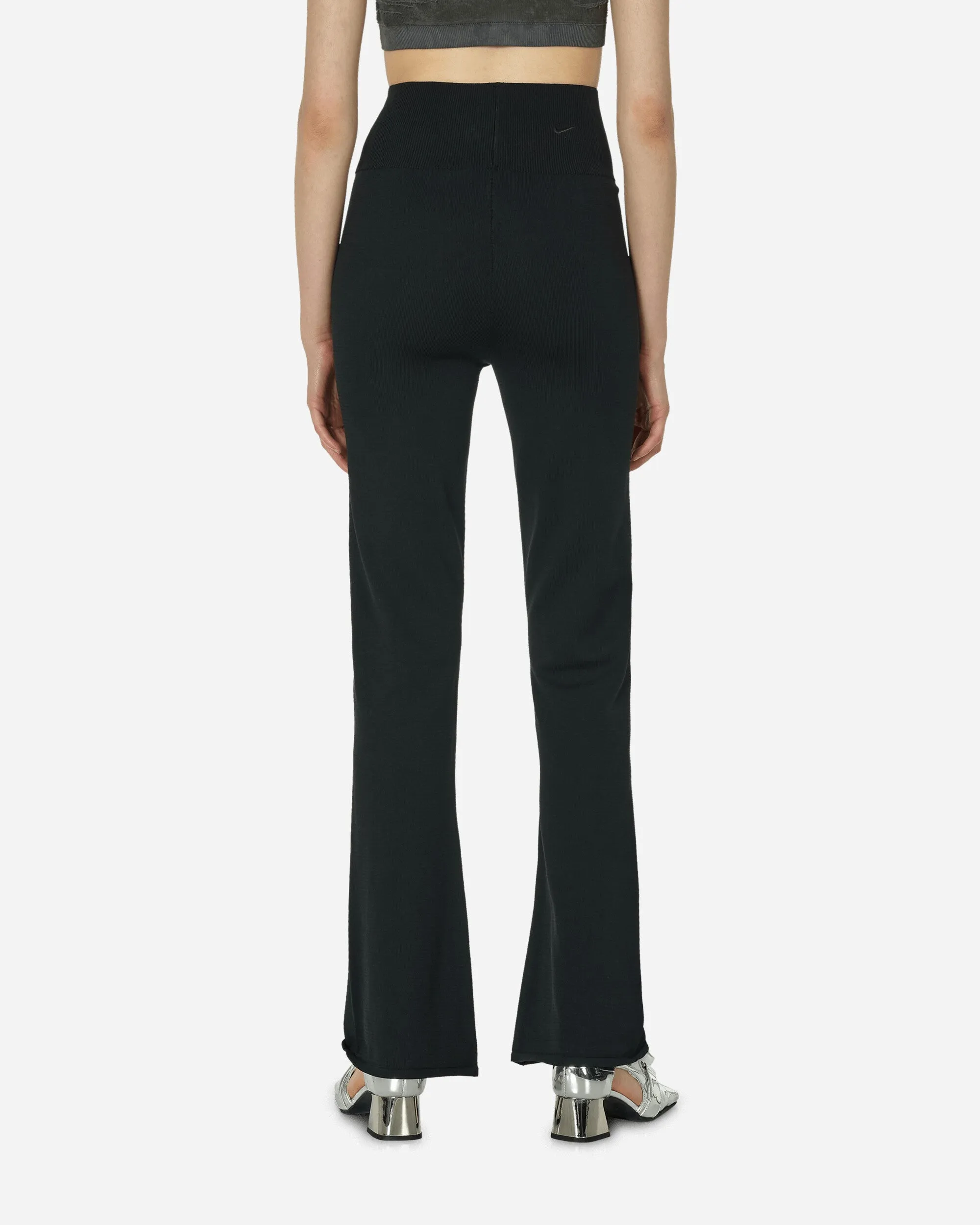 High-Waisted Flared Trousers Black