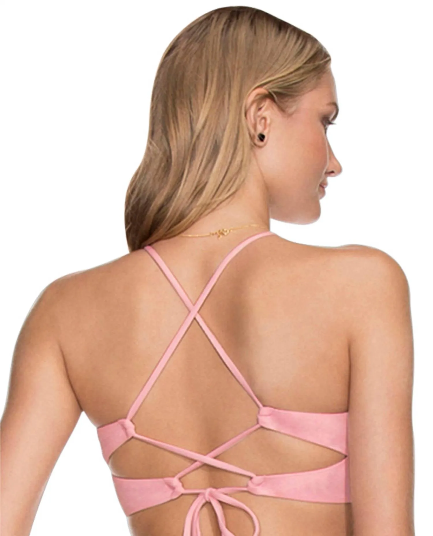 Honeycomb High Neck Bikini Top In Ballerina