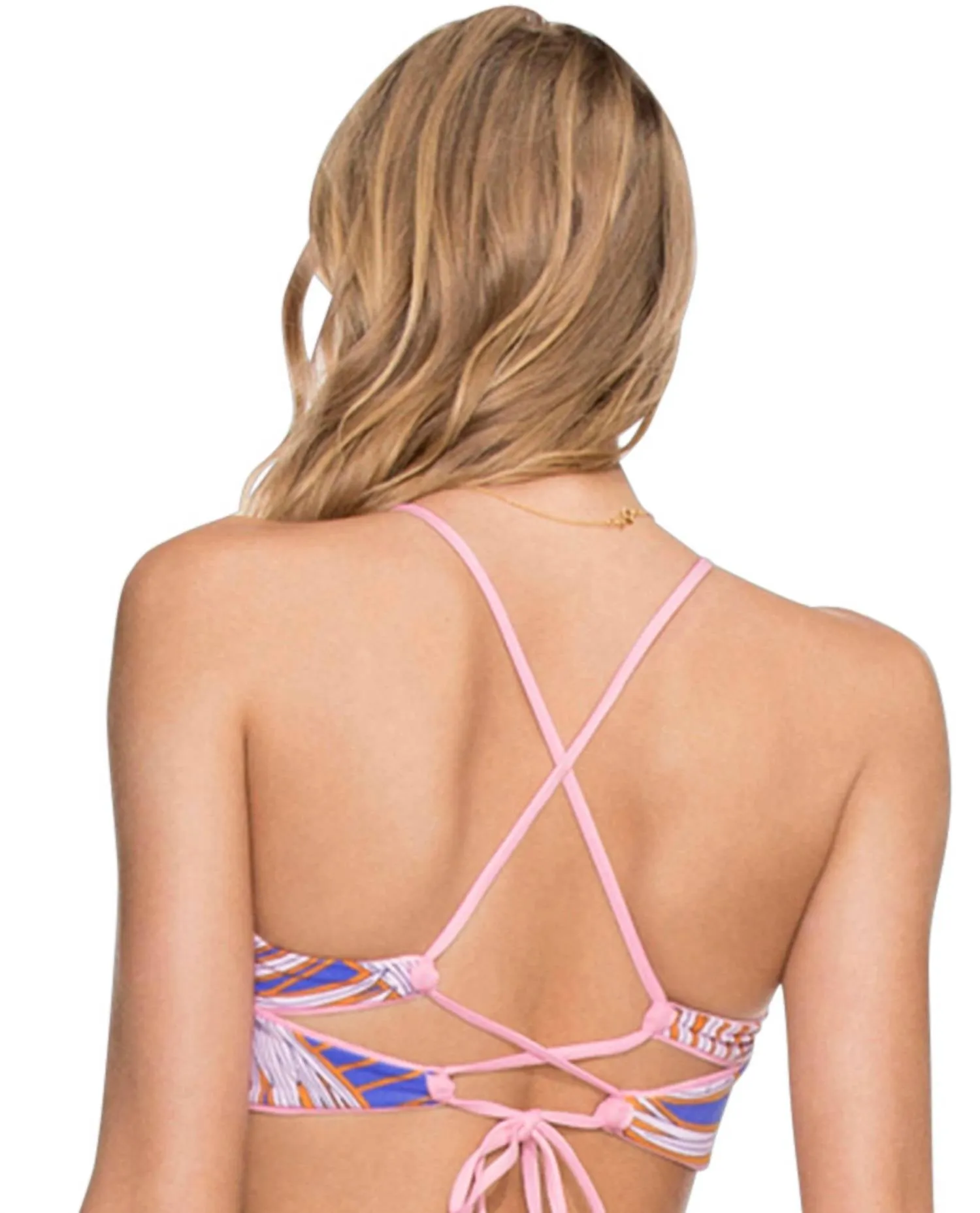 Honeycomb High Neck Bikini Top In Ballerina