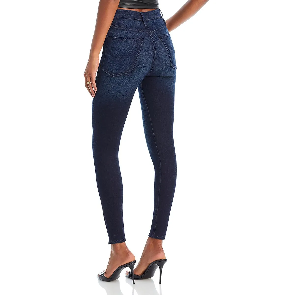 Hudson Womens High Rise Dark Wash Skinny Jeans