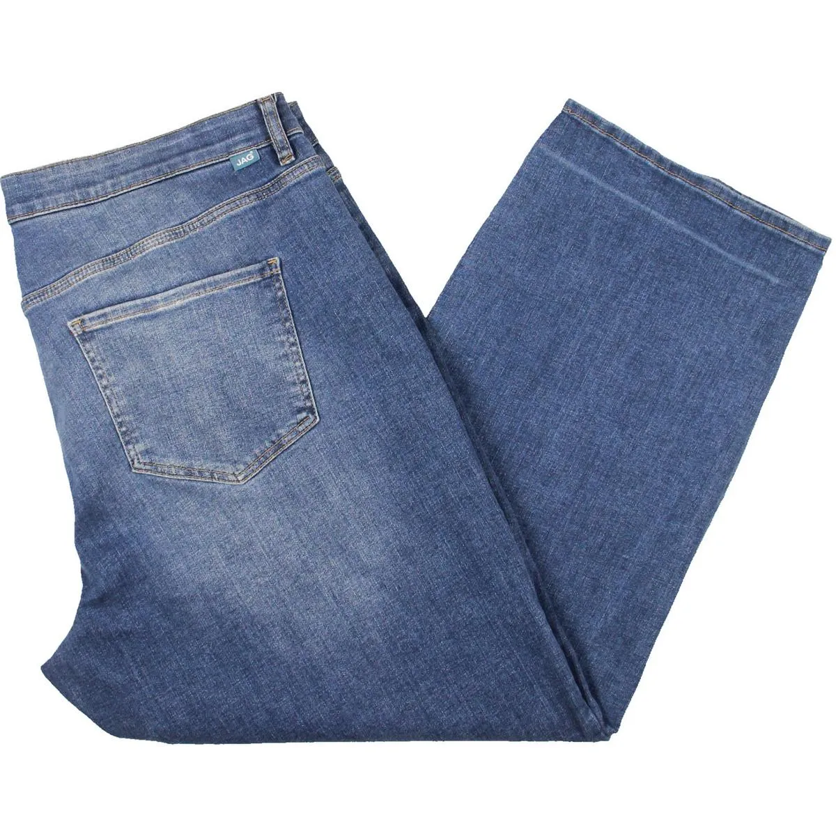 Jag Jeans Womens Plus High Rise Whisker Wash Straight Leg Jeans