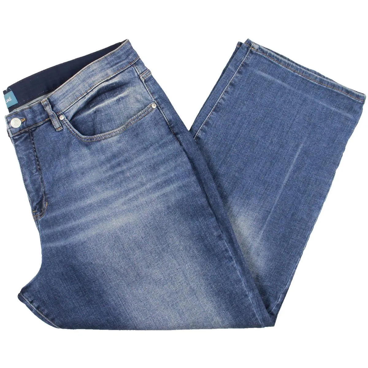 Jag Jeans Womens Plus High Rise Whisker Wash Straight Leg Jeans