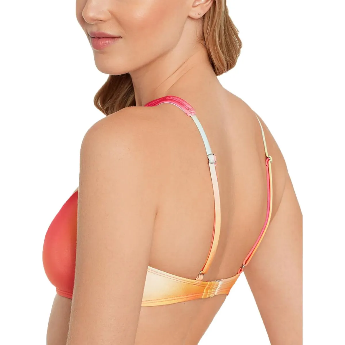 Juniors Womens Printed Criss-Cross Back Bikini Swim top