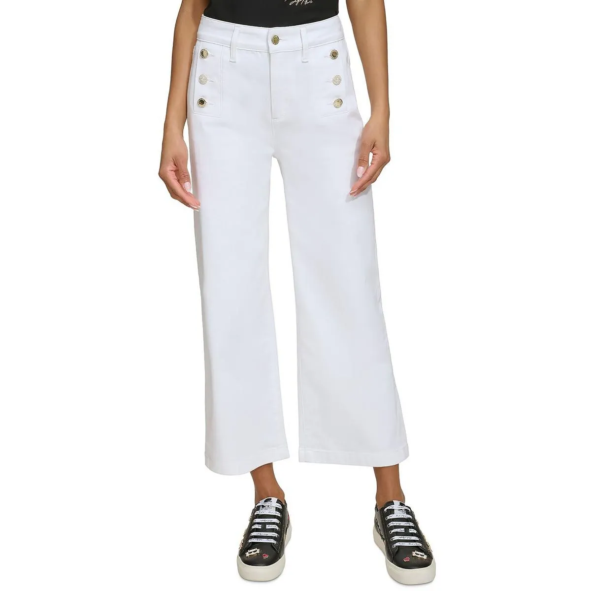 Karl Lagerfeld Paris Womens Denim Sailor Wide Leg Jeans