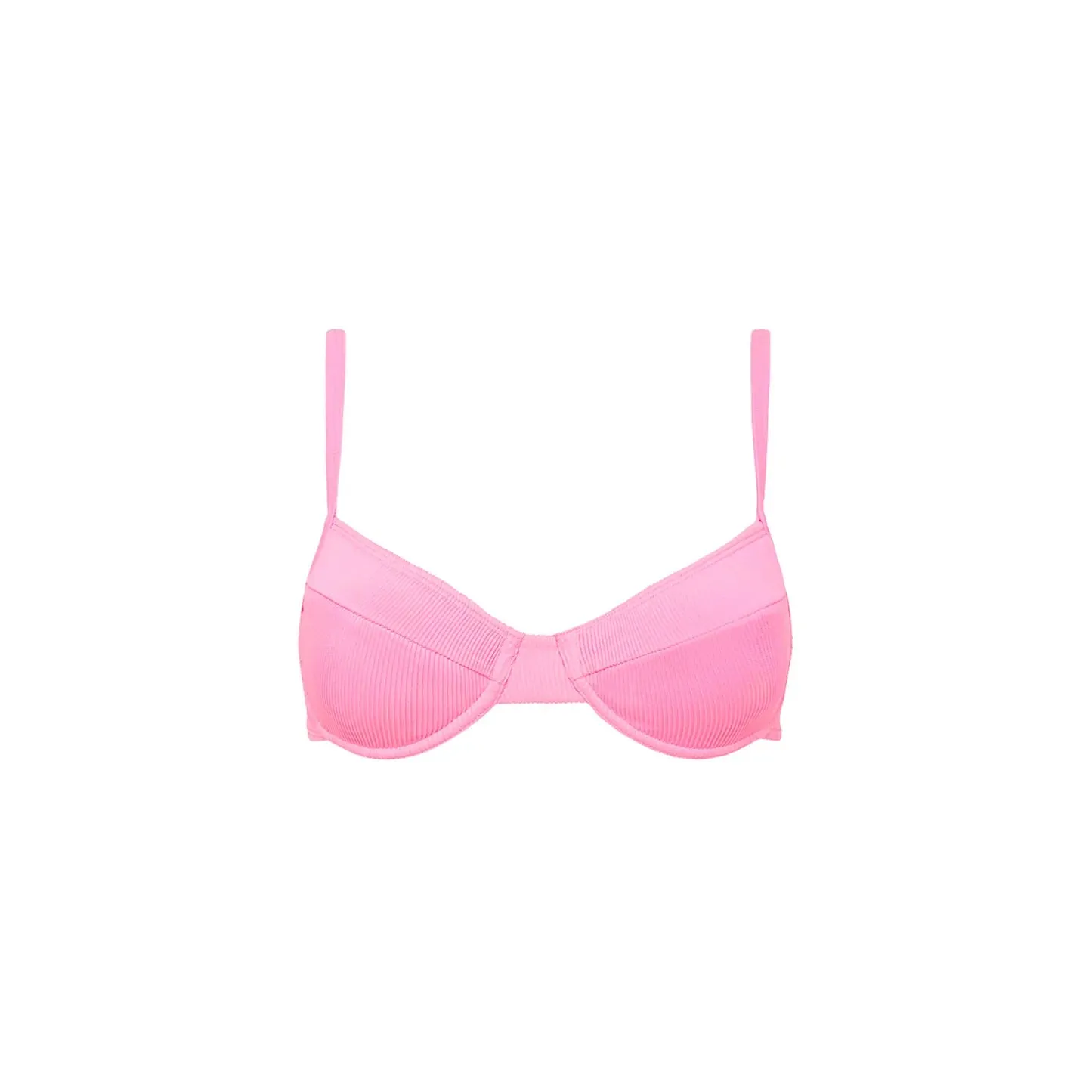 KULANI KINIS Ditzy Underwire Bra Bikini Top - Taffy Pink Ribbed