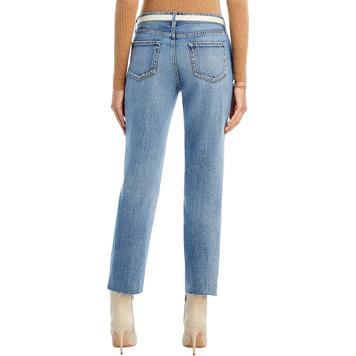 L'Agence Womens High Rise Raw Hem Straight Leg Jeans