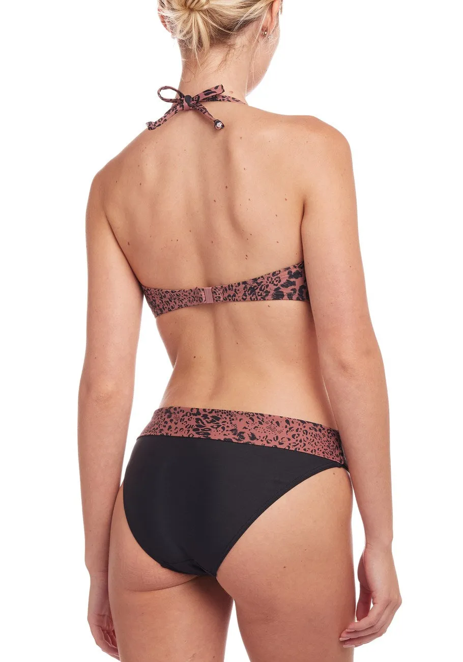 LASCANA Women's Leopard Print Fold Over Bikini Bott