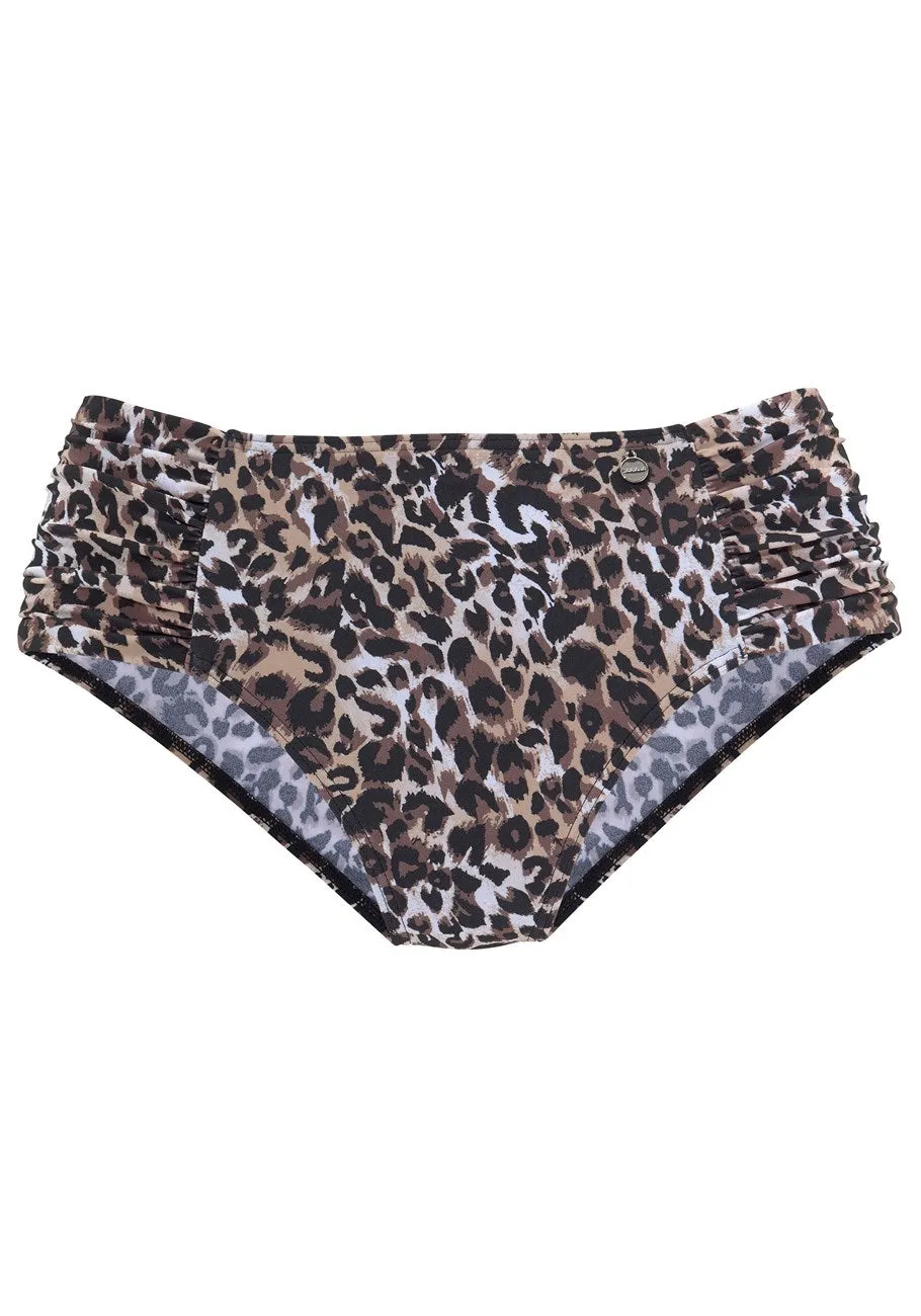LASCANA Women's Print Mid Rise Bikini Swim Bottom