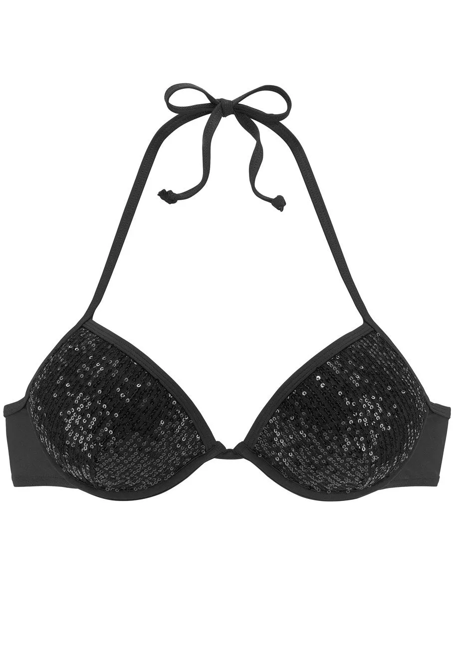 LASCANA Women's Sequined Push Up Bikini Top