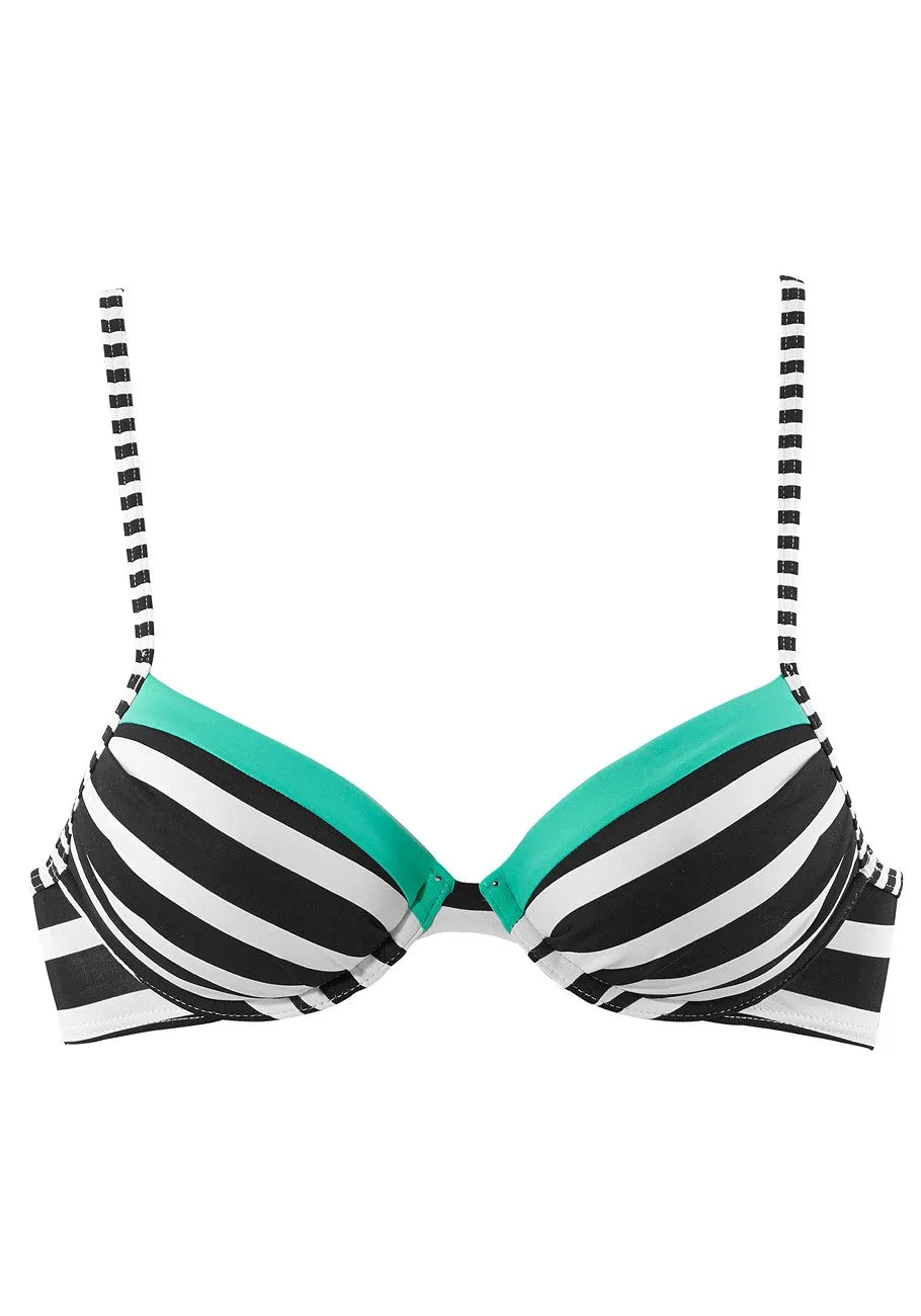 LASCANA Women's Striped Push Up Bikini Top