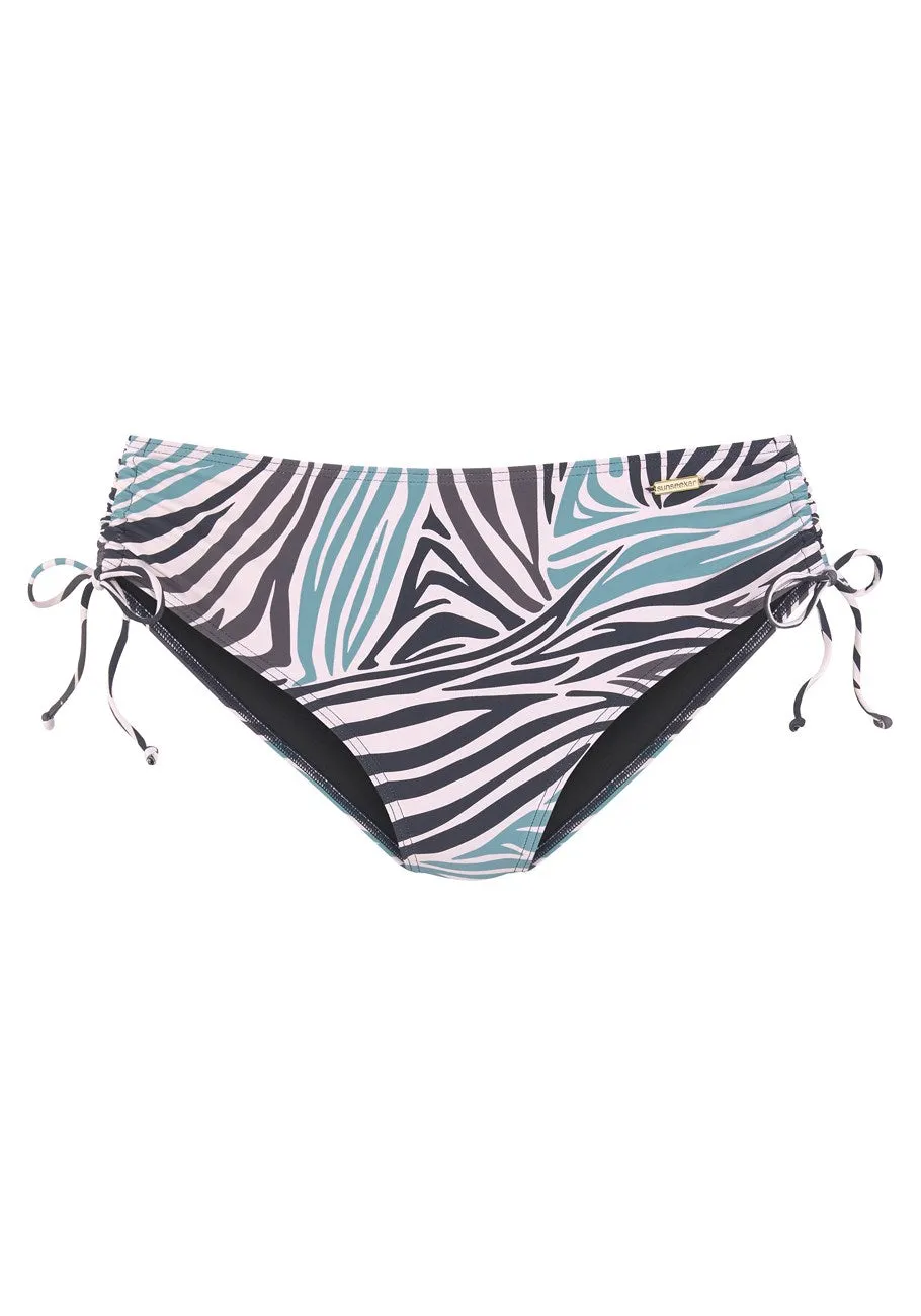 LASCANA Women's Zebra Print Mid Rise Bikini Swim Bottom