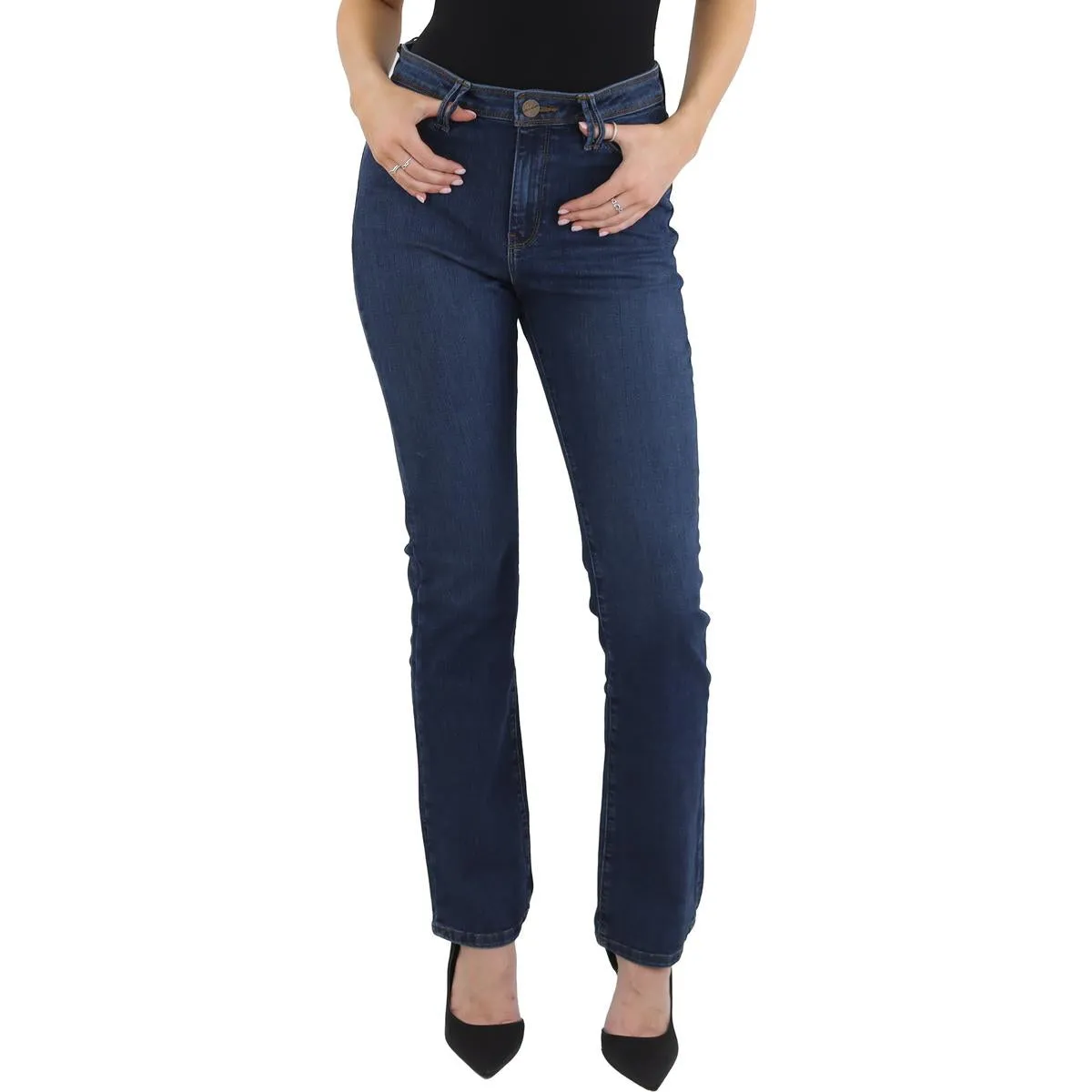 Lola Womens Kate Pocket Denim Straight Leg Jeans