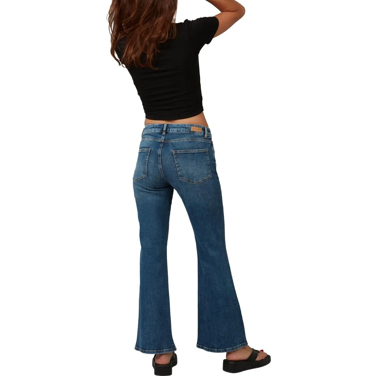 Lola Womens Pocket Denim Flared Jeans
