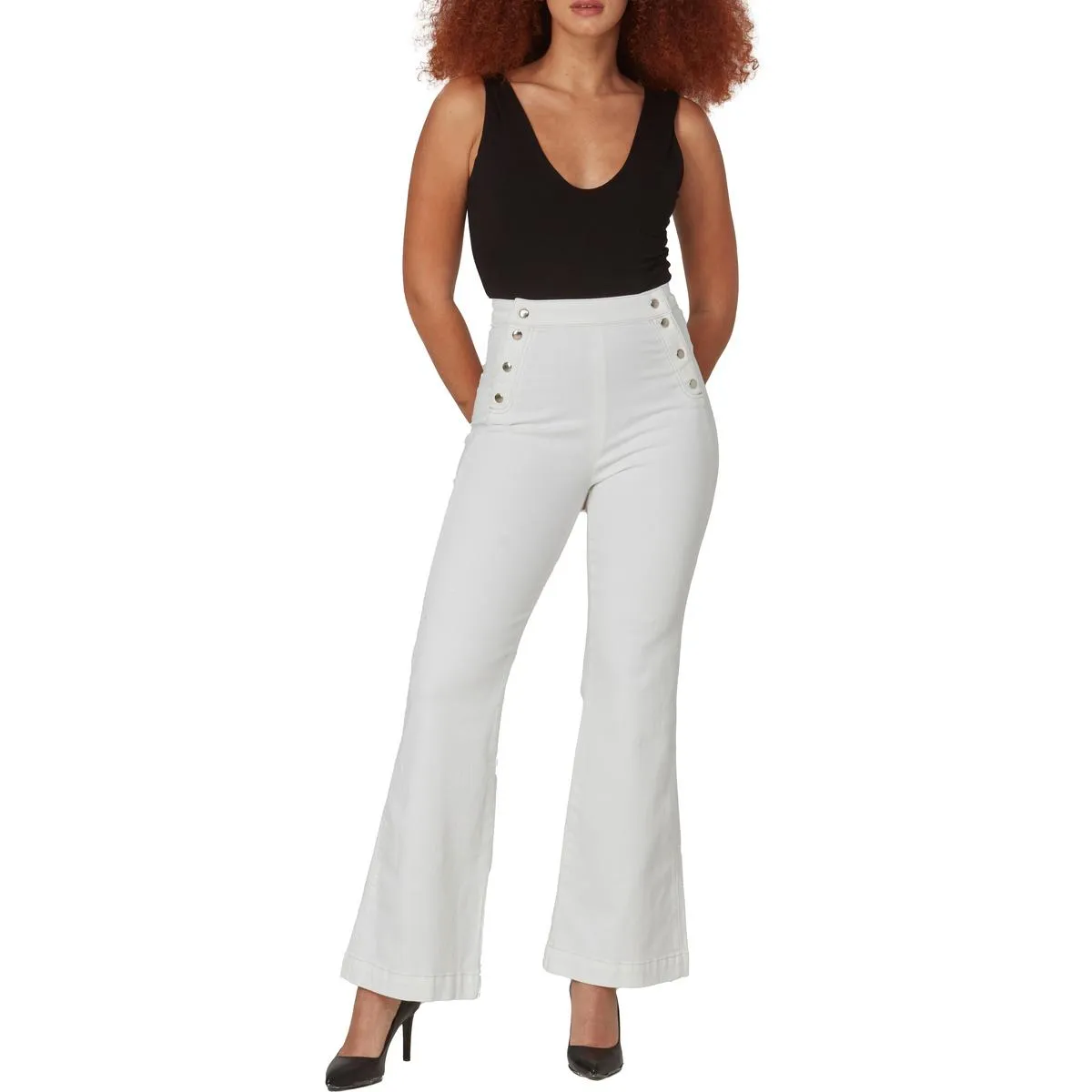 Lola Womens Stevie Pocket Denim Flared Jeans