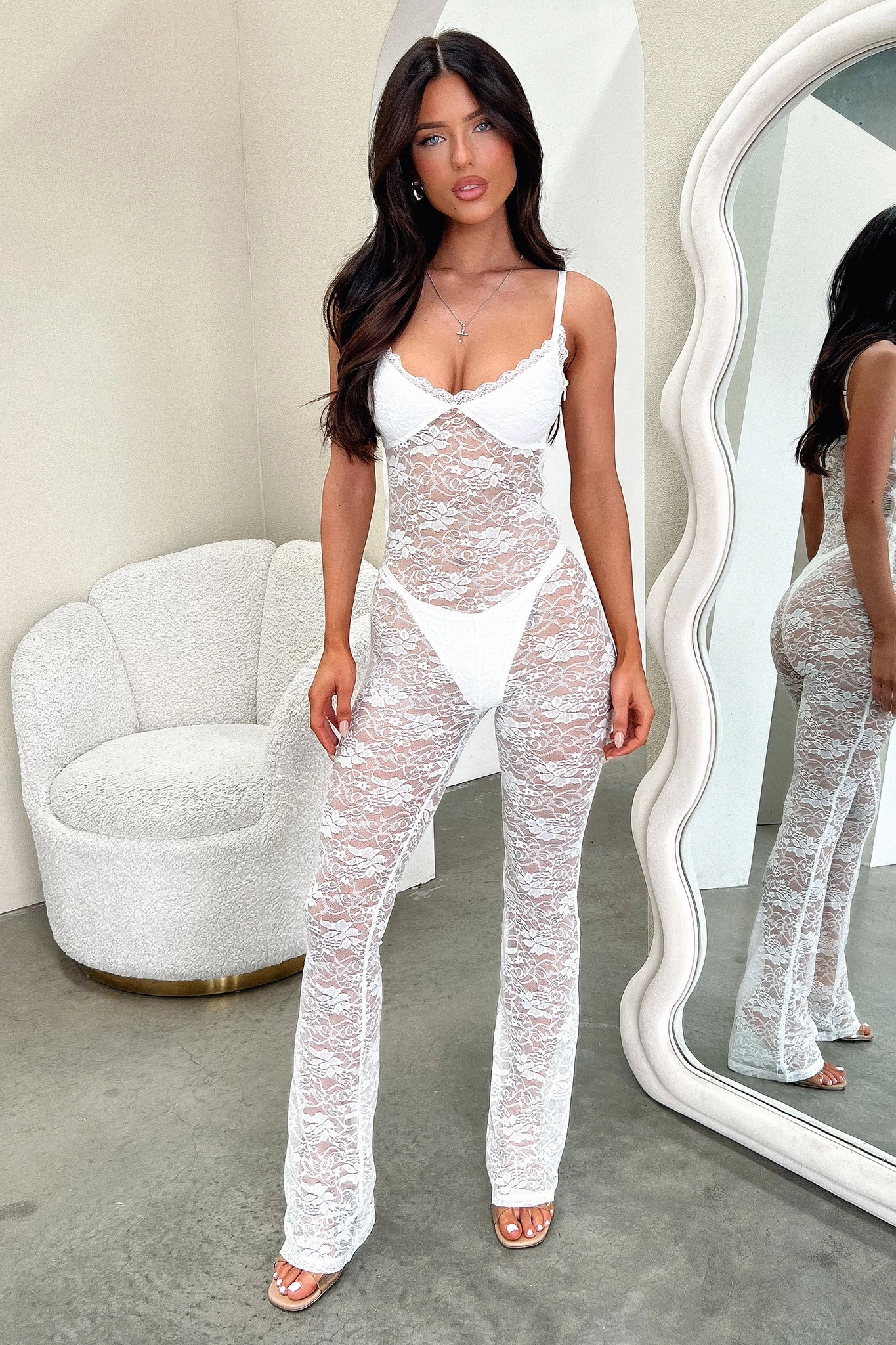 Luisa Lace Jumpsuit - White