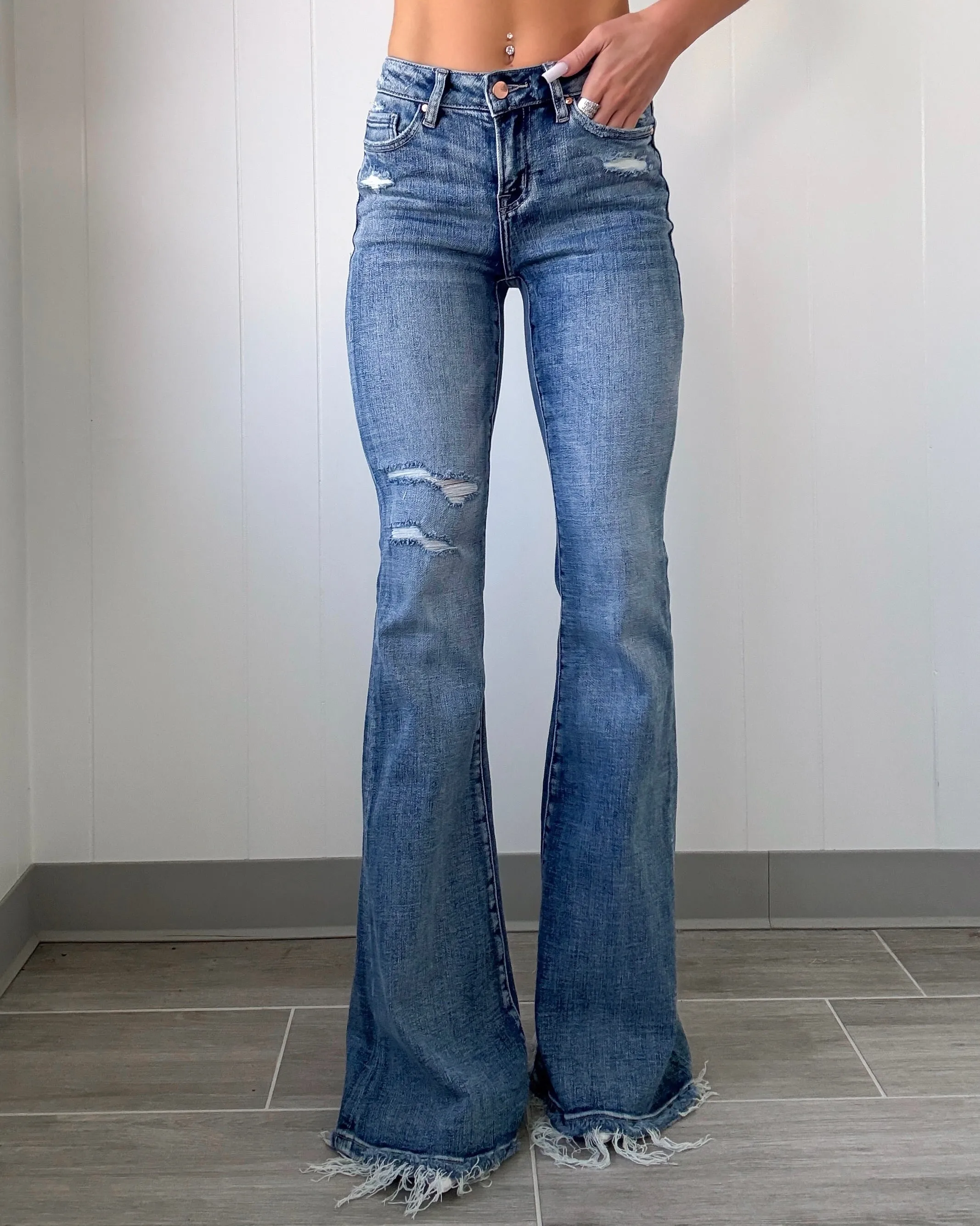Madison Mid Rise Flare Jeans
