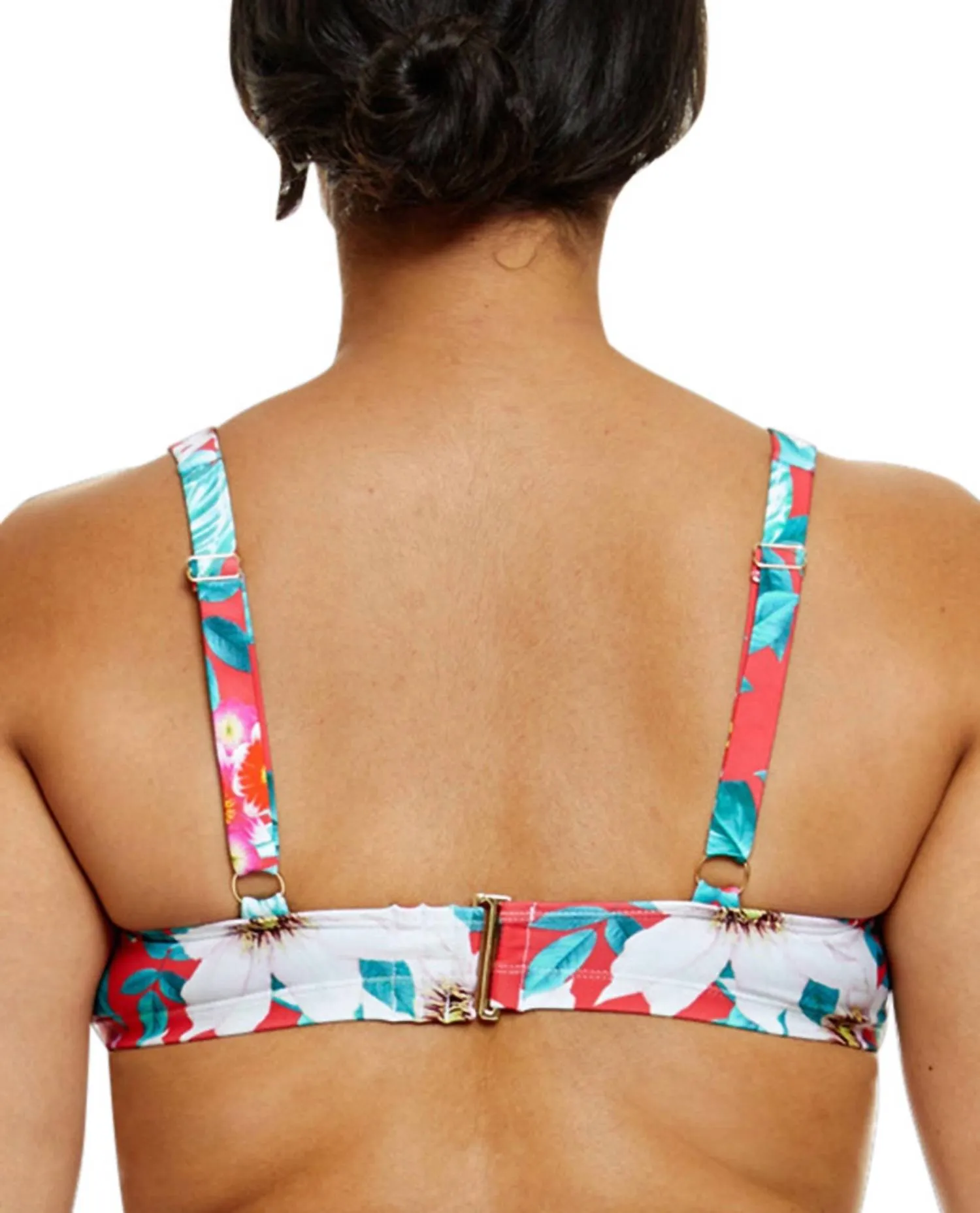 Martinique Floral Sweetheart Cut Out Bikini Top In Blue