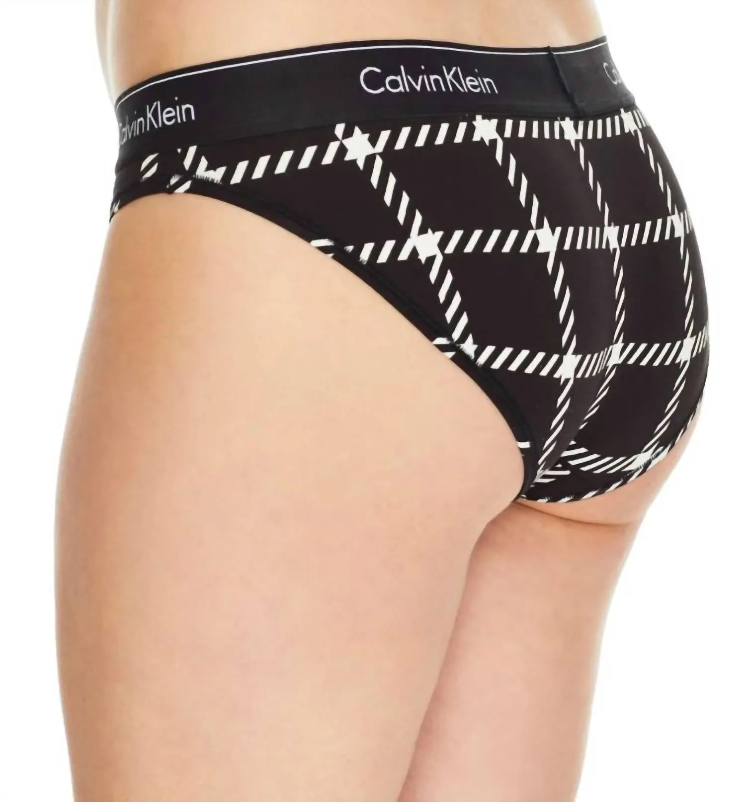 Modern Cotton Bikini Bottom In Window Pane Black