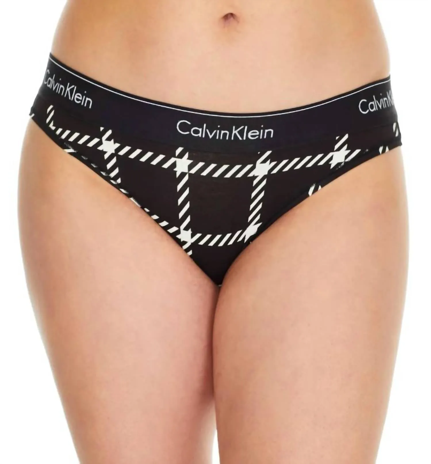 Modern Cotton Bikini Bottom In Window Pane Black