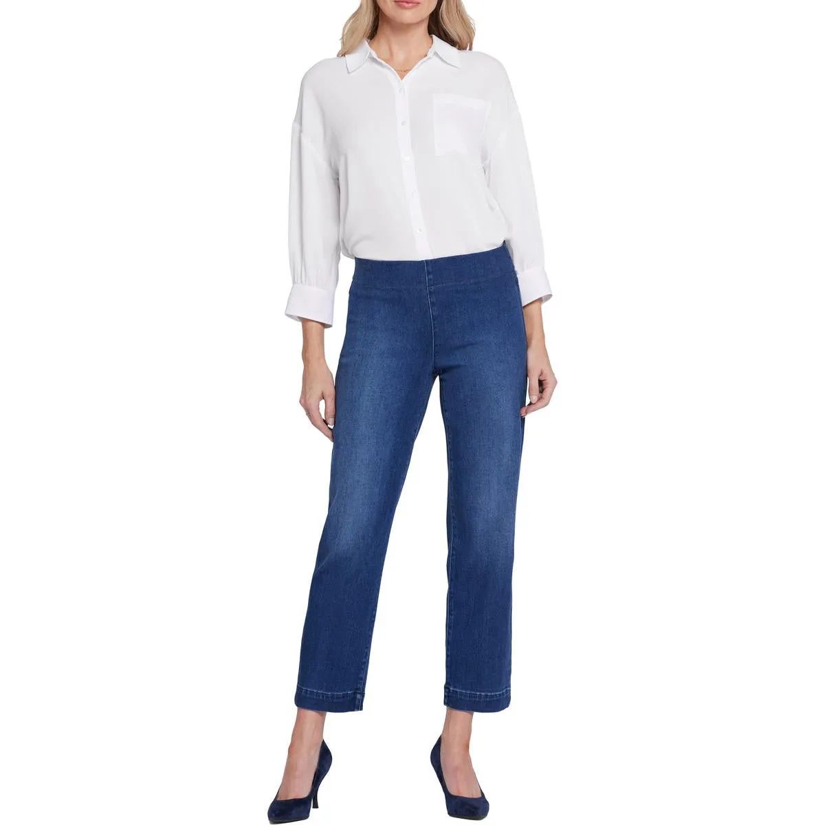 NYDJ Womens Bailey Relaxed Denim Light Wash Ankle Jeans
