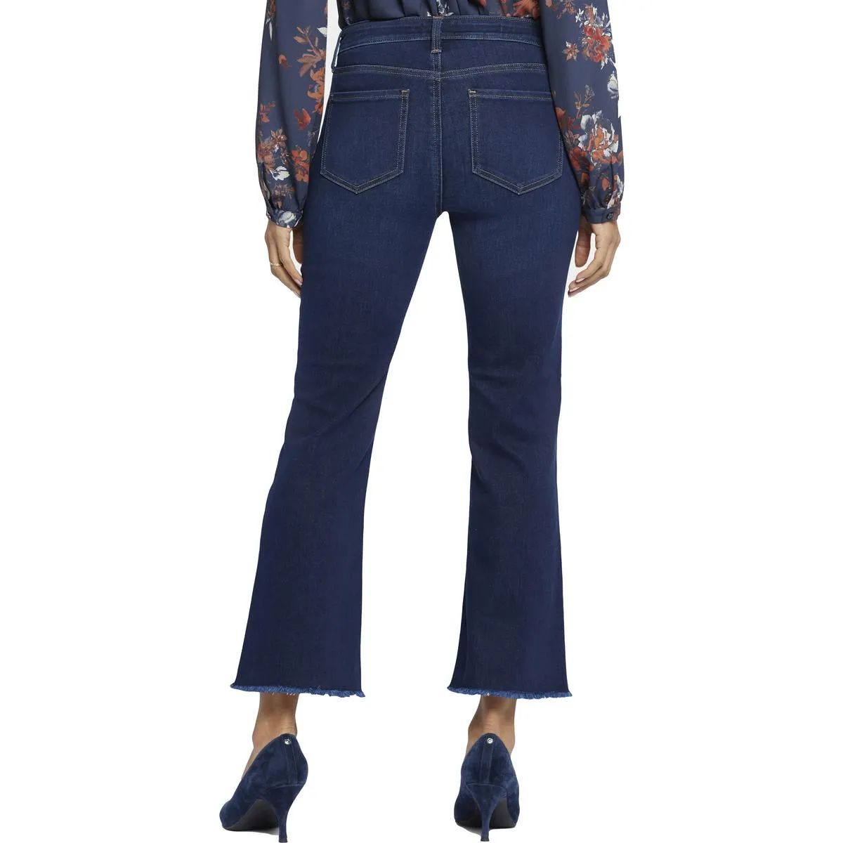 NYDJ Womens Barbara Frayed Hem Denim Bootcut Jeans